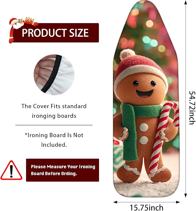 Nuxovilar Ironing Board Covers Winter Gingerbread Man Pattern Polyester 15x54