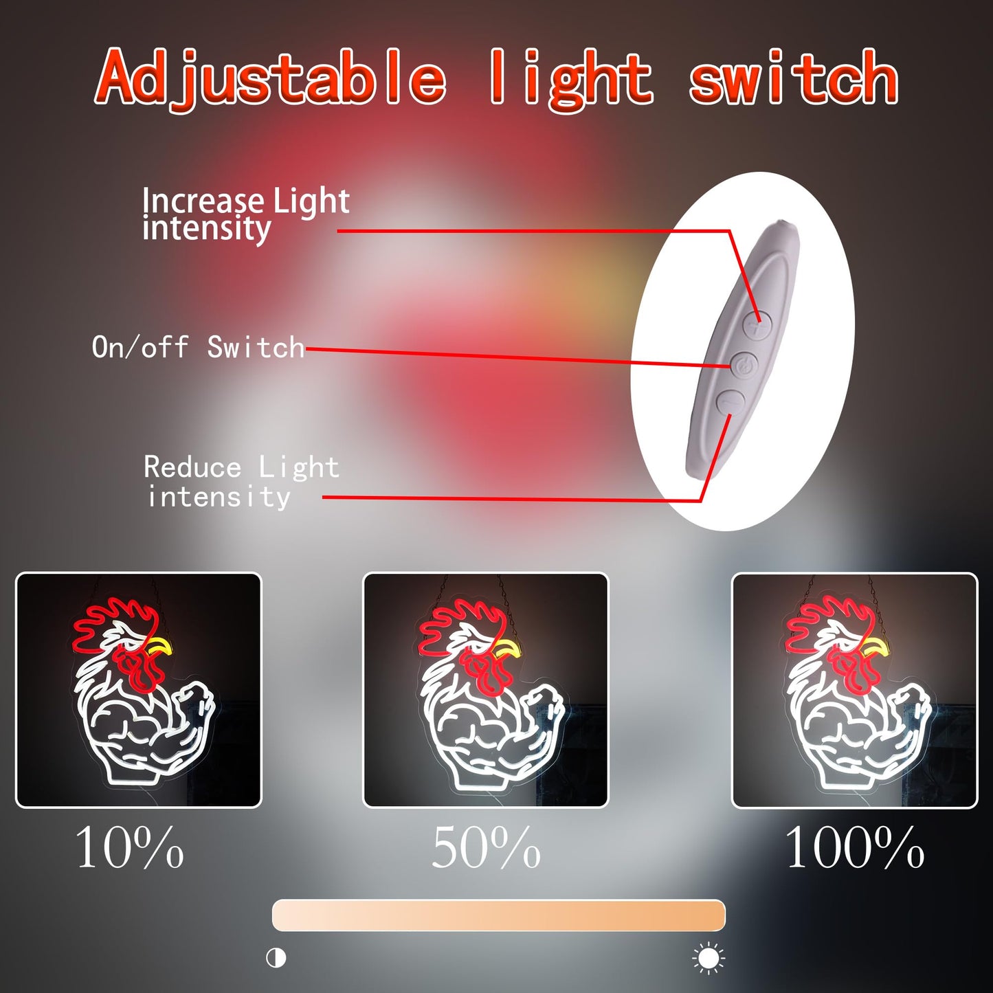 Muscular Rooster Gym Neon Sign for Home Gym Decor, Bodybuilding Funny Chicken Led Neon Light for Workout Trainer Room, Farmhouse,Bold Gifts for Game Rooms, and Man Caves