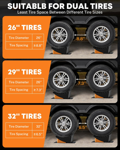 Kohree RV Leveling Blocks, Levels Up to 5", Supports Up to 50,000 lbs, Curved Camper Levelers with Wheel Chocks, Rubber Mats & Carry Bag for Travel Trailers & Fifth Wheels, Orange