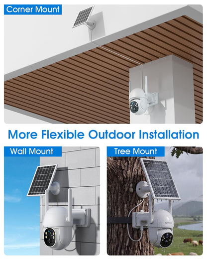 SANSCO 4G LTE Cellular Solar Security Camera, Lifetime Free Unlimited Data, No Monthly Fee, No WiFi Wireless Outdoor Cam, 2K Color Night Vision, 360° PTZ, 2-Way Audio, Built-in SIM, 64G TF Card, TUYA