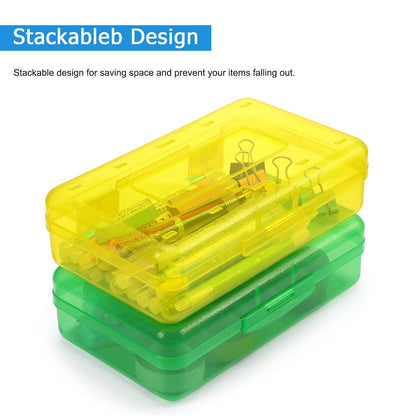 Tamaki 1 Pack Plastic Pencil Box Large Capacity Pencil Boxes Clear Boxes with Snap-tight Lid Stackable Design and Stylish Office Supplies Storage Organizer Box, Green