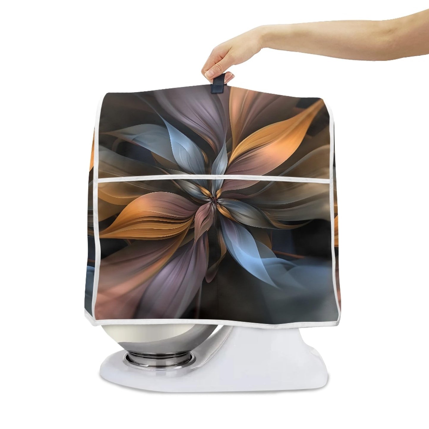 HUISEFOR Stand Mixer Cover Compatible with Kitchen Aid Mixer, Brown Flower Kitchen Appliance Dustproof Covers with Accessories Pockets, Fits All Tilt Head & Bowl Lift Models Mixers