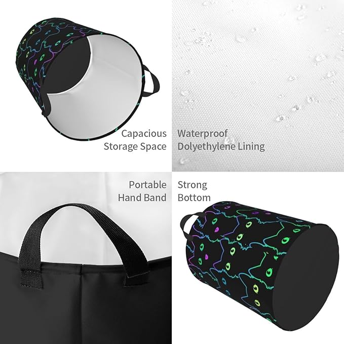 Funny Black Cats Laundry Hamper Bag