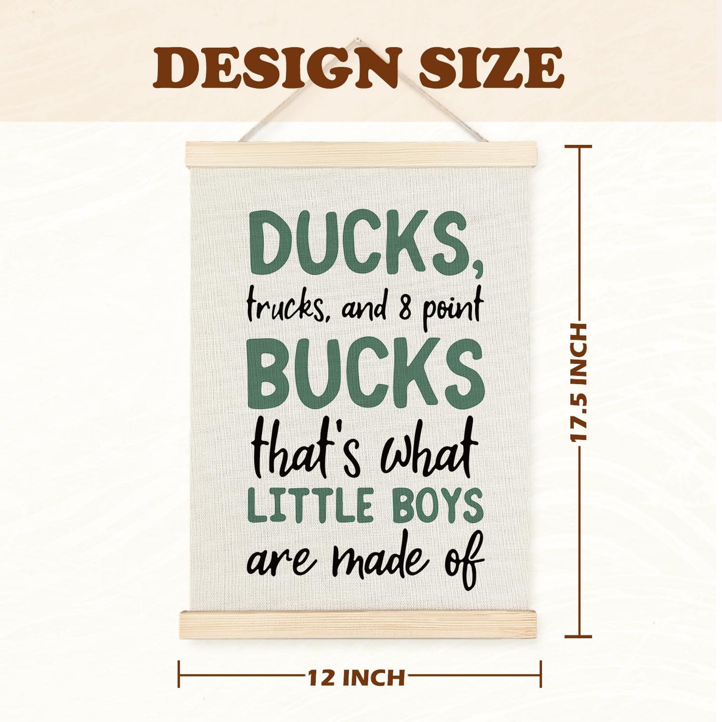 Supwhd Boys Room Decor, Ducks Trucks and 8 Point Bucks Poster Hanger Frame, Boy Nursery Wall Decor for Toddler Little Boy Kids Room Playroom Nursery, 12x16 Inches