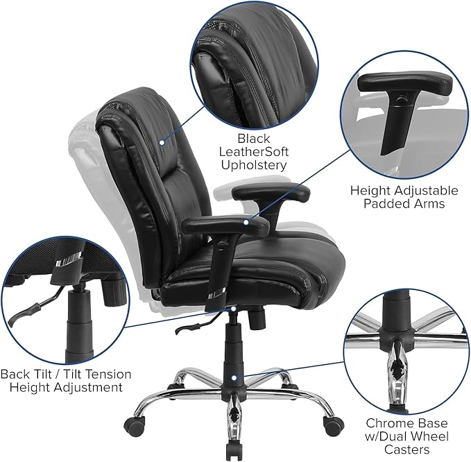 Flash Furniture HERCULES Series Big & Tall 400 lb. Rated Black LeatherSoft