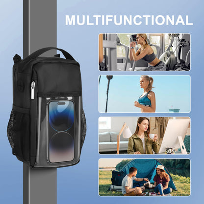 DZ Duozhan Magnetic Gym Bag with Clear Phone Window – Strong Magnetic Water Bottle Holder & Hands-Free Workout Bag – Secure Attachment to Equipment – Ideal for Gym, Running, Travel
