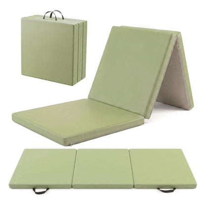 SEHAUSEU Foldable Yoga Mat, 2 Inches Extra Thick Non-Slip Design Fitness Mats,Better cushioning and shock-absorbing Multi-Purpose Exercise Pilates Mat for Home Studio-72 x 24 x 2" Green