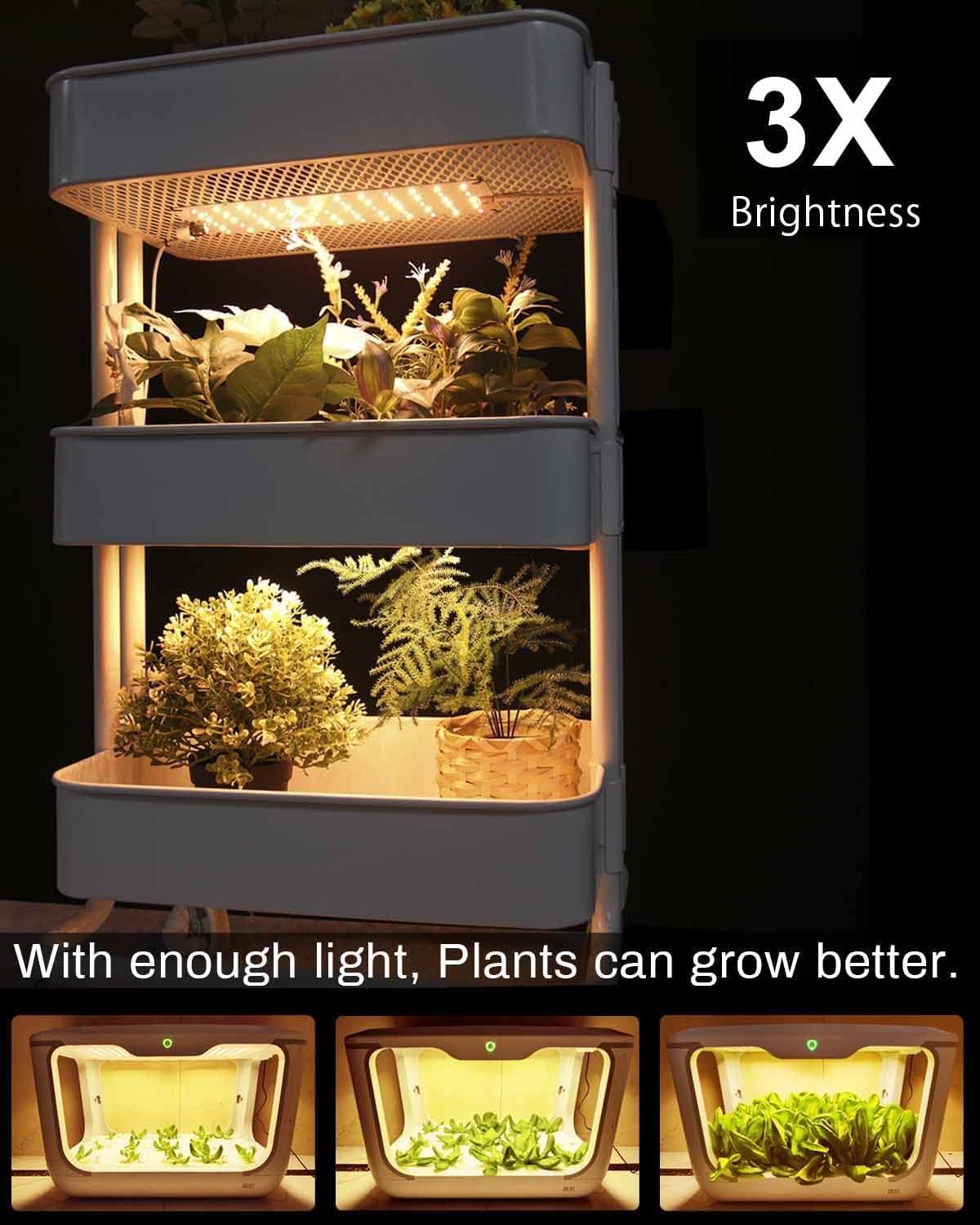 APLANT Grow Light,20W Ultra-Thin LED Grow Lights for Indoor Plants Full Spectrum, 6/10/12H Timer Plant Light, 132 LEDs Under Cabinet Plant Growing Lamp Strip for Seedlings, Veg, Flower 3-Pack