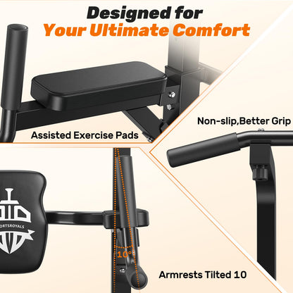SPORTSROYALS Power Tower, Multi-Function Pull up Bar Dip Station with Upgraded Adjustable Foot Cover Equipment for Home Gym,360LBS