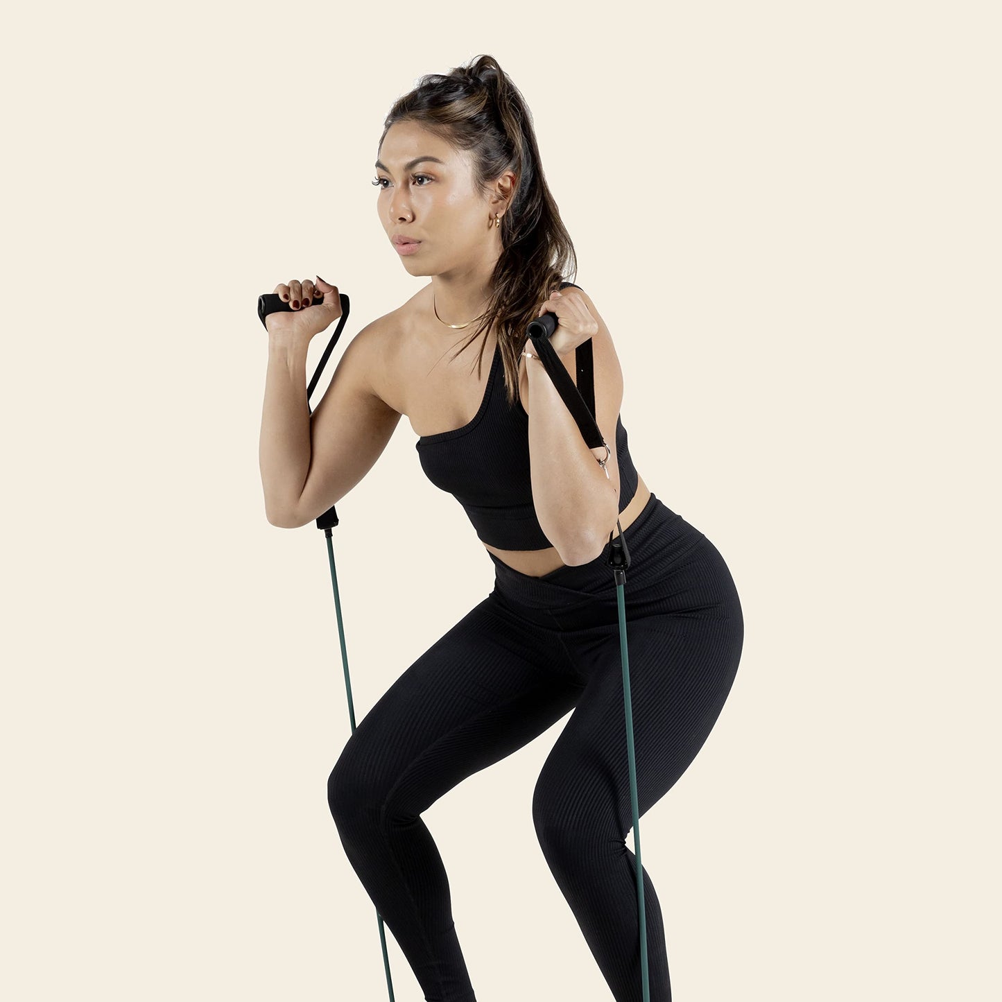 Retrospec Train Resistance Bands Set (5pc) Workout Bands w/Handles, Door Anchor, Carry Bag for Women & Men, Smoothie