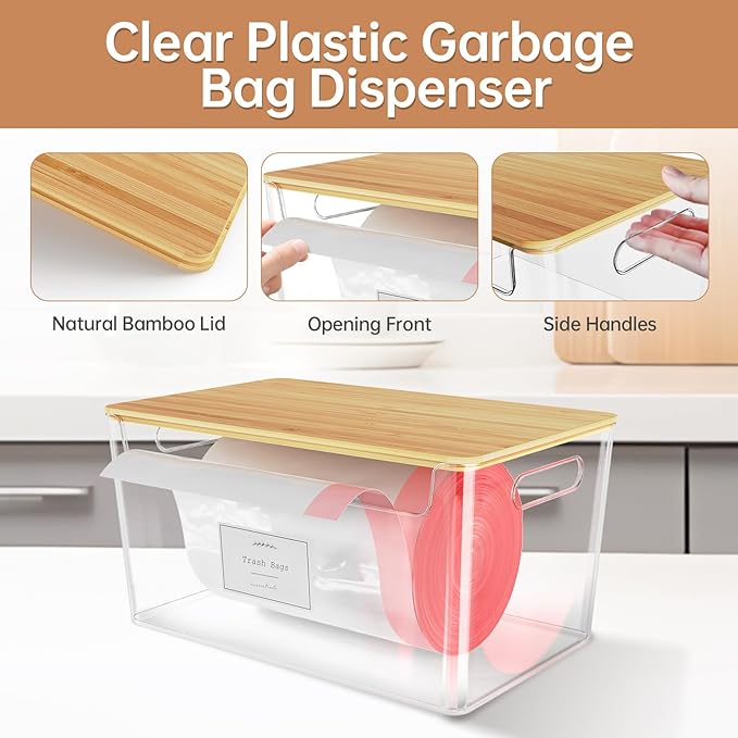 2 Pack Trash Bag Holder Under Sink Stackable, Plastic Garbage Dispenser