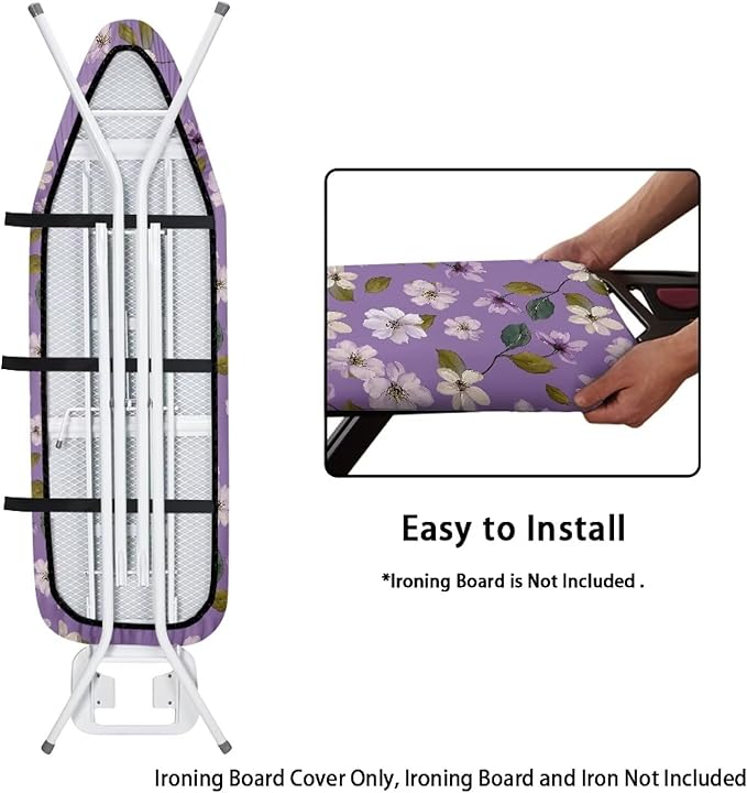 Purple Flower Ironing Board Cover and Pad Cover