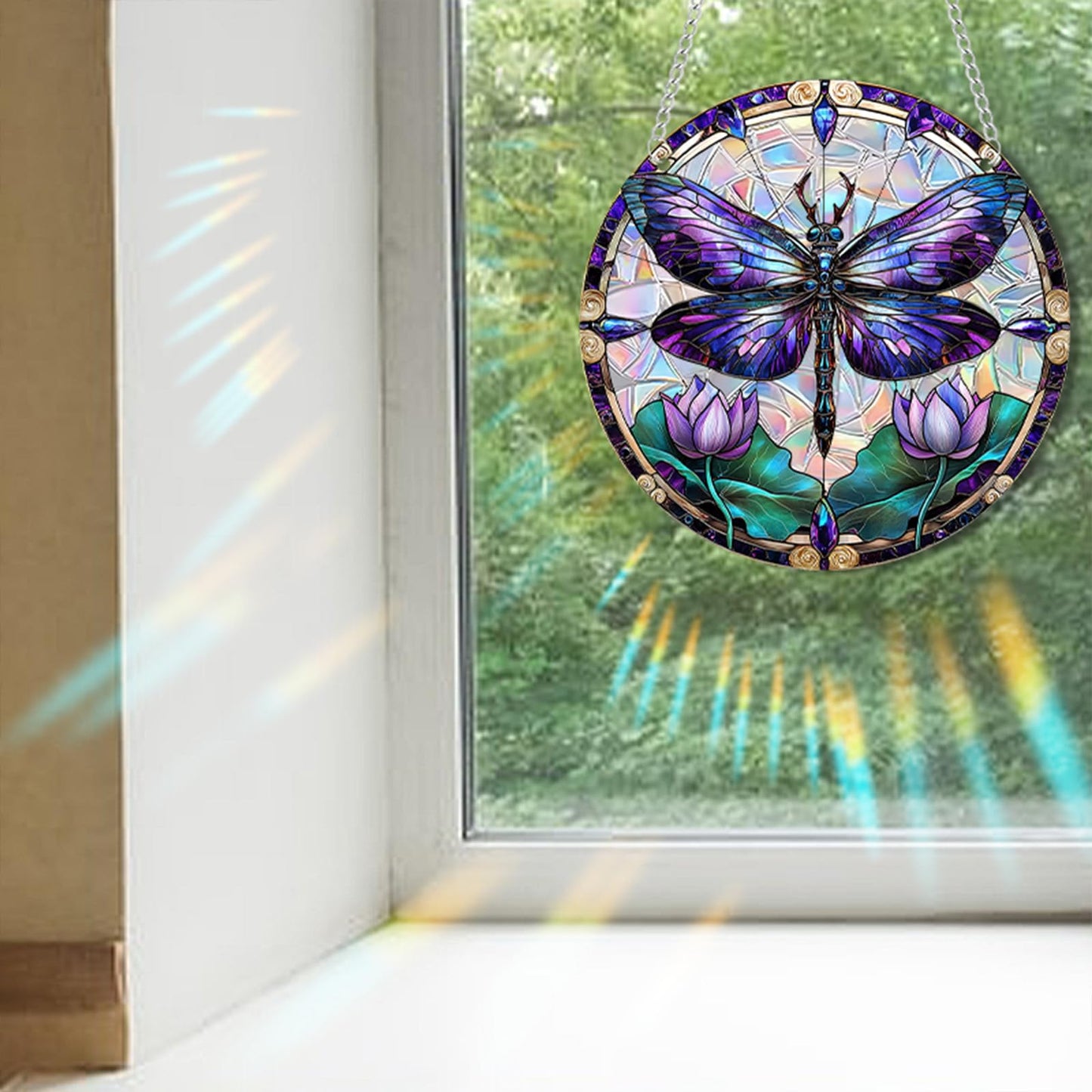 zhuoyaju Acrylic Suncatcher Window Hanging, Hummingbird Sun Catcher Rainbow Indoor Window Decoration for Living Room Bedroom Summer Home Balcony Ornaments, 7.87 inches
