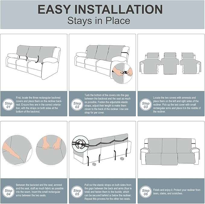 Genina Waterproof Couch Cover for Reclining Sofa