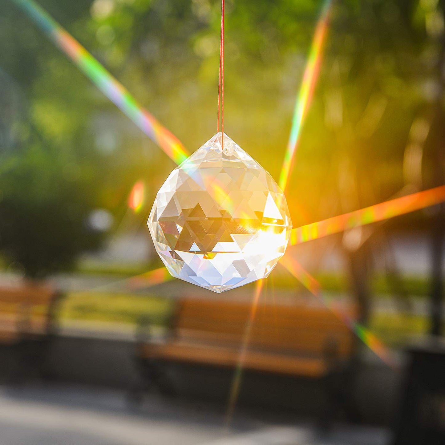 2 Pieces 80mm/3.15 Inch Clear Cut Crystal Prisms Suncatcher,Hanging Rainbow Pendants Glass Sphere Faceted Gazing Ball for Home Décor,Office,Garden Decoration,Super Sparkly and Flawless