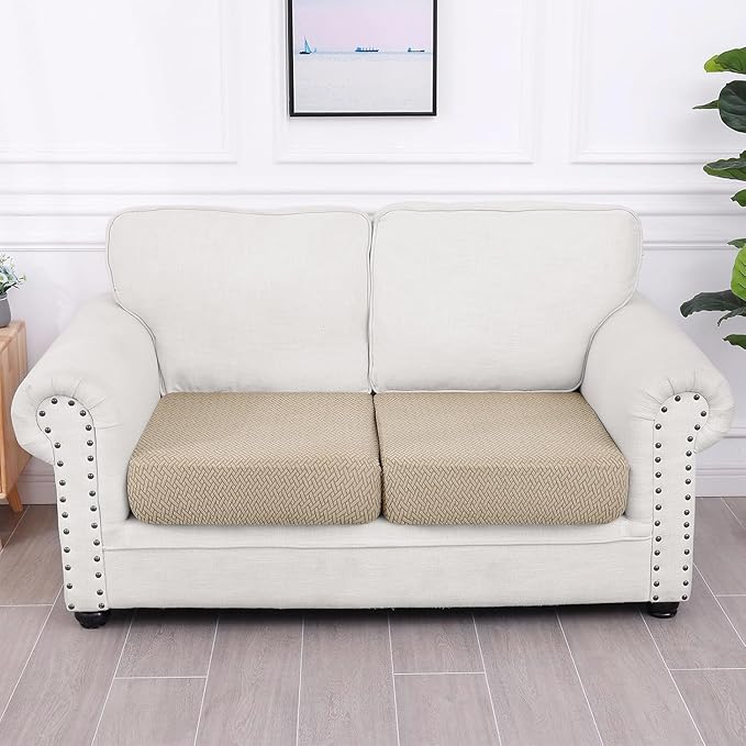 Smiry Waterproof Couch Cushion Covers, Stretch Jacquard Thick Sofa Cushion