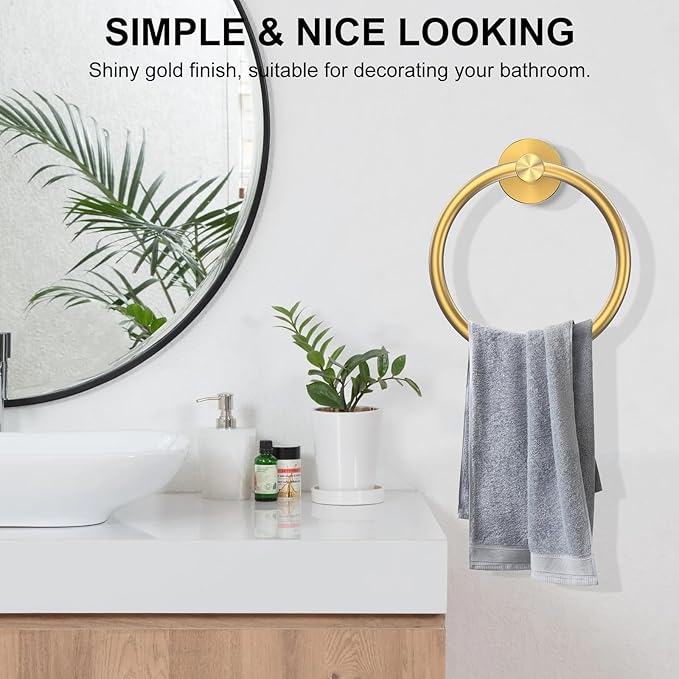 SetSail Towel Holder Screw-in Gold Towel Ring