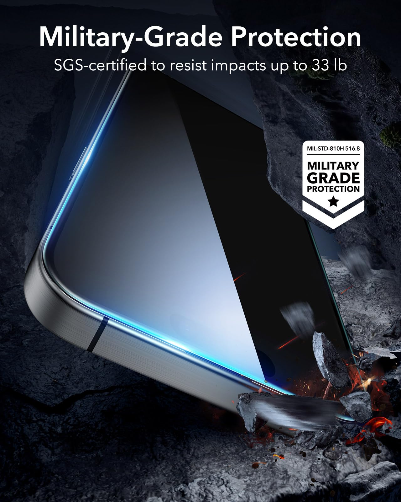ESR 3 Pack for iPhone 15 Pro Max Screen Protector, [9H Hardness] [Military Grade Shatterproof] Full Coverage Tempered Glass Film with Easy Installation Tool, HD Clear, Scratch Resistant