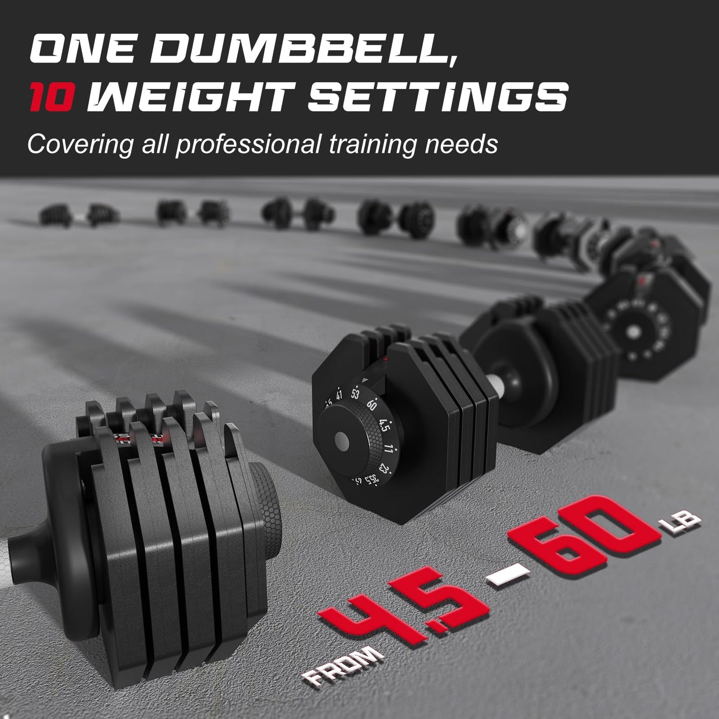 Keppi Adjustable Dumbbells Set-25lb/40lb/55lb/60lb, Anti-Slip Metal Fast Adjust Weight Handle, Exercise & Fitness for Full Body Workout - Adjustable Dumbbell Series