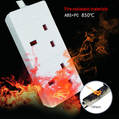 ExtraStar 2 Way Extension Lead, 13A Fused UK Plug Extension Socket, 1M Extension Cable Power Strip - White