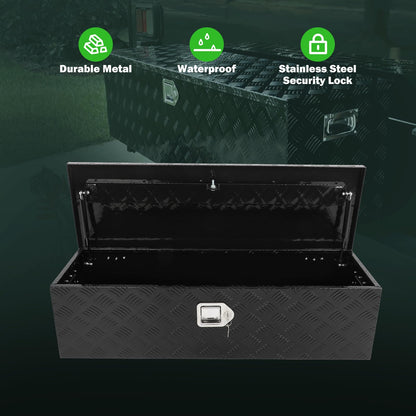 SCITOO 39 Inch Aluminum Truck Bed Tool Box,Heavy Duty Diamond Plate Crossover Storage for Most Full Size Pickups,Lockable Weatherproof Chest,Fits 39" Truck Beds,Easy Access to Load and Unload