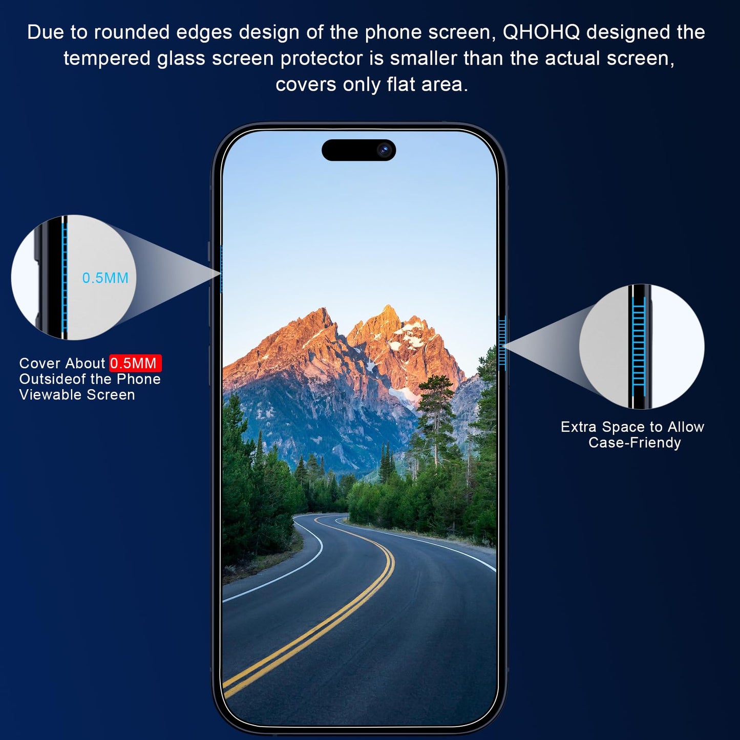 QHOHQ 3 Pack Screen Protector for iPhone 14 Pro 6.1 Inch with 3 Pack Tempered Glass Camera Lens Protector, Ultra HD, 9H Hardness, Scratch Resistant, Case Friendly