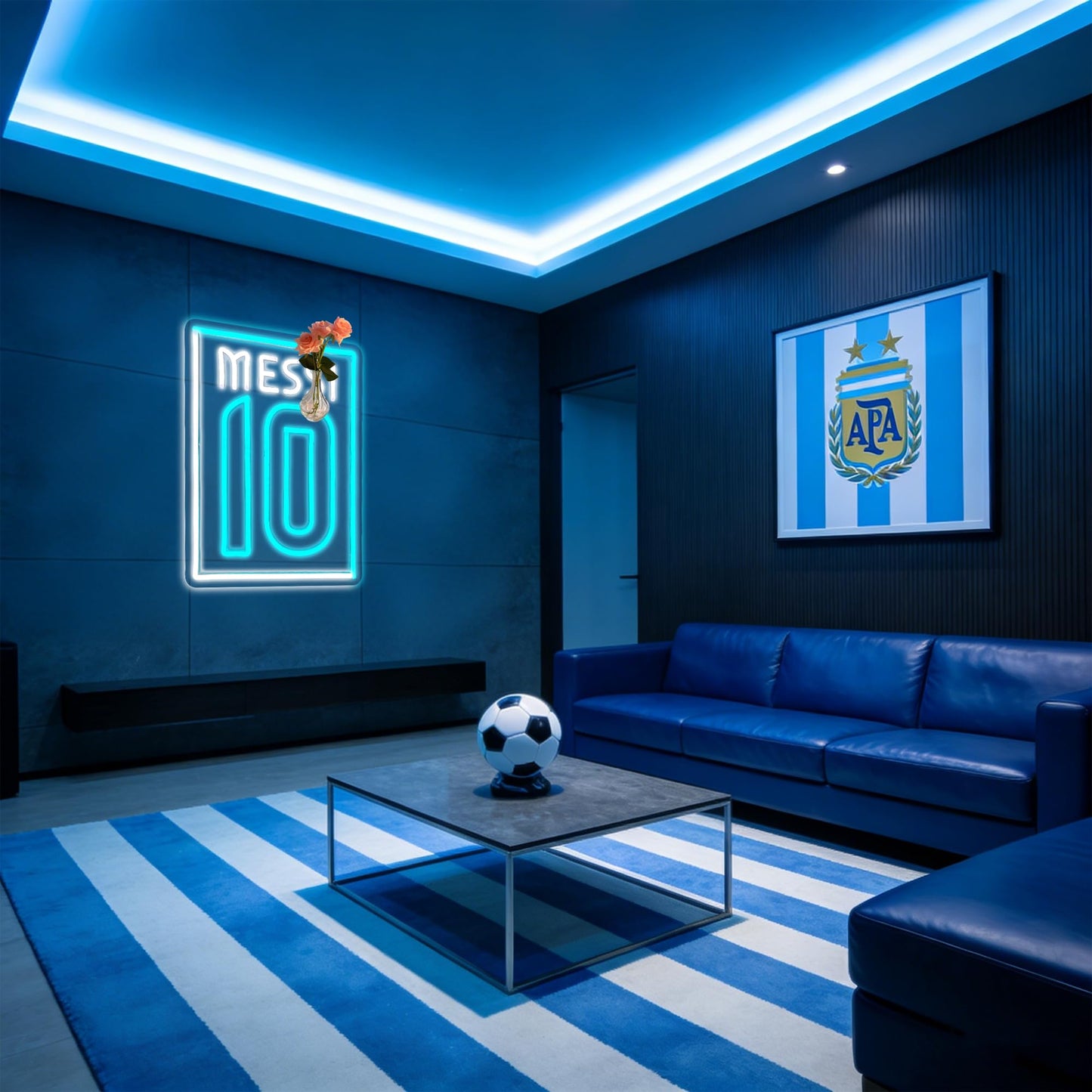 Number 10 Soccer Neon Sign, Cool Dimmable Light Up Argentina Soccer Star Hanging USB Powered for Wall Decor, Man Cave, Bedroom, Bar, Game Room, Garage Deco, Birthday Christmas Merch Gift for Boys Fans (Messy)