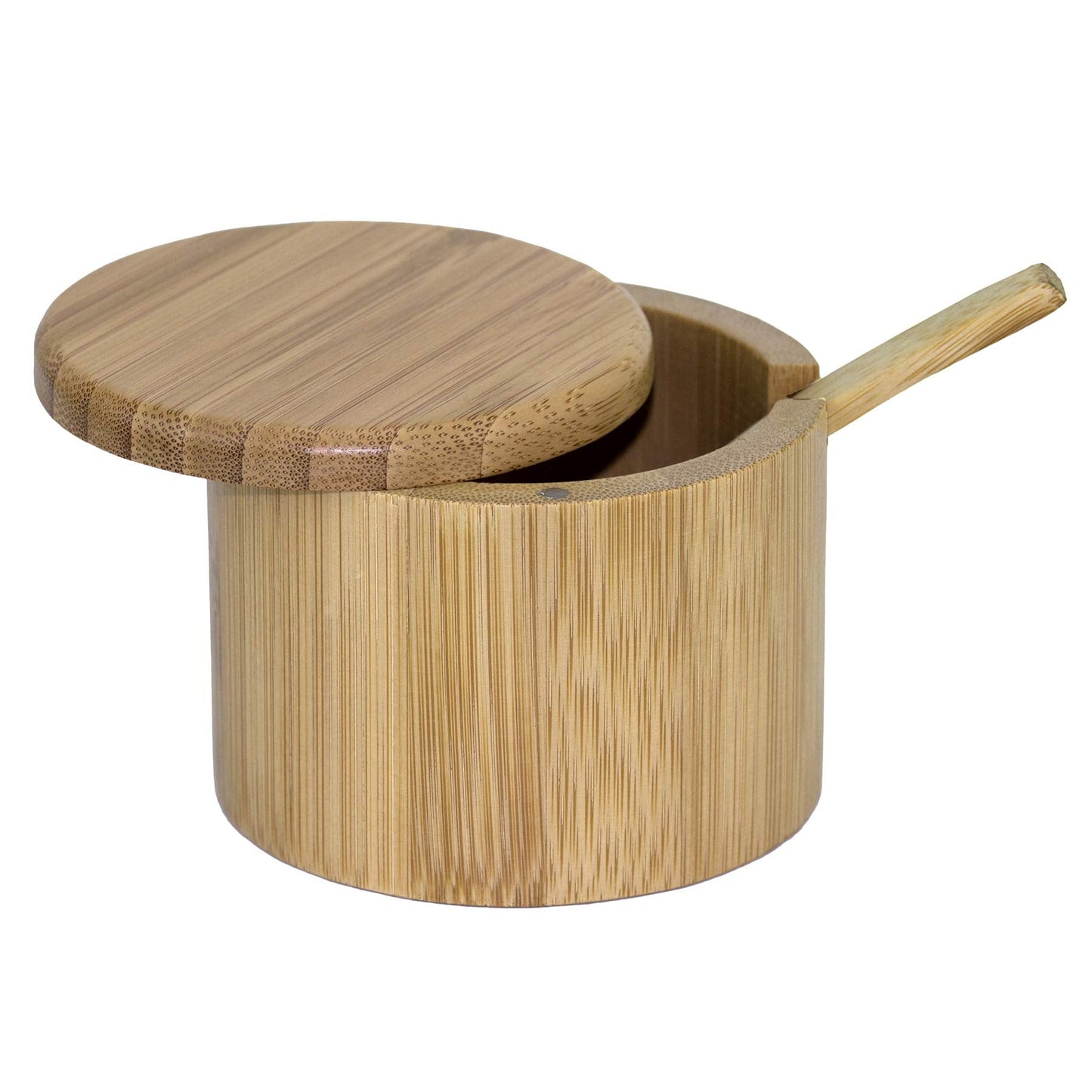 Totally Bamboo Little Dipper Salt Cellar Bamboo Storage Box with Magnetic Swivel Lid, 6 Ounce Capacity, Includes Salt Spoon