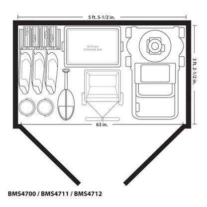 Suncast 5.9 ft. x 3.7 ft Horizontal Stow-Away Storage Shed - Natural Wood-like Outdoor Storage for Trash Cans and Yard Tools - All-Weather Resin, Hinged Lid, Reinforced Floor - Vanilla and Stoney