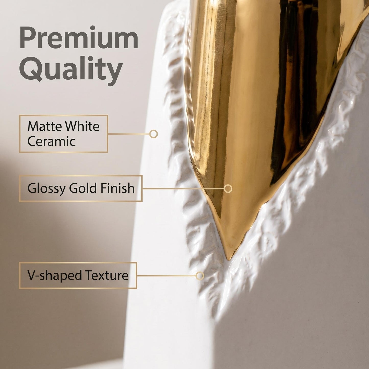 Iryanthos White and Gold Ceramic Vase Set, Modern Home Decor Flower Vases, 2-Piece Bud Vase for Living Room, Wedding & Hotel Dining Table Centerpieces, Fireplace or Bookshelf, 8.6" & 10.8" H
