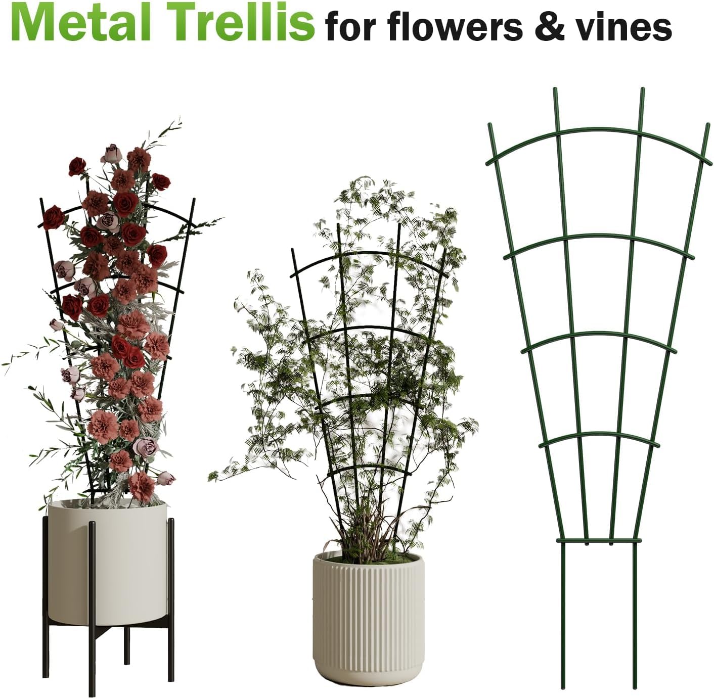 DOLEMODUO 4-Pack Metal Trellis for Potted Plants, 43" Heavy Duty Garden Trellis for Climbing Plants, Rustproof Powder Coated Indoor/Outdoor Trellis for Climbing Vines, Flowers, Houseplants