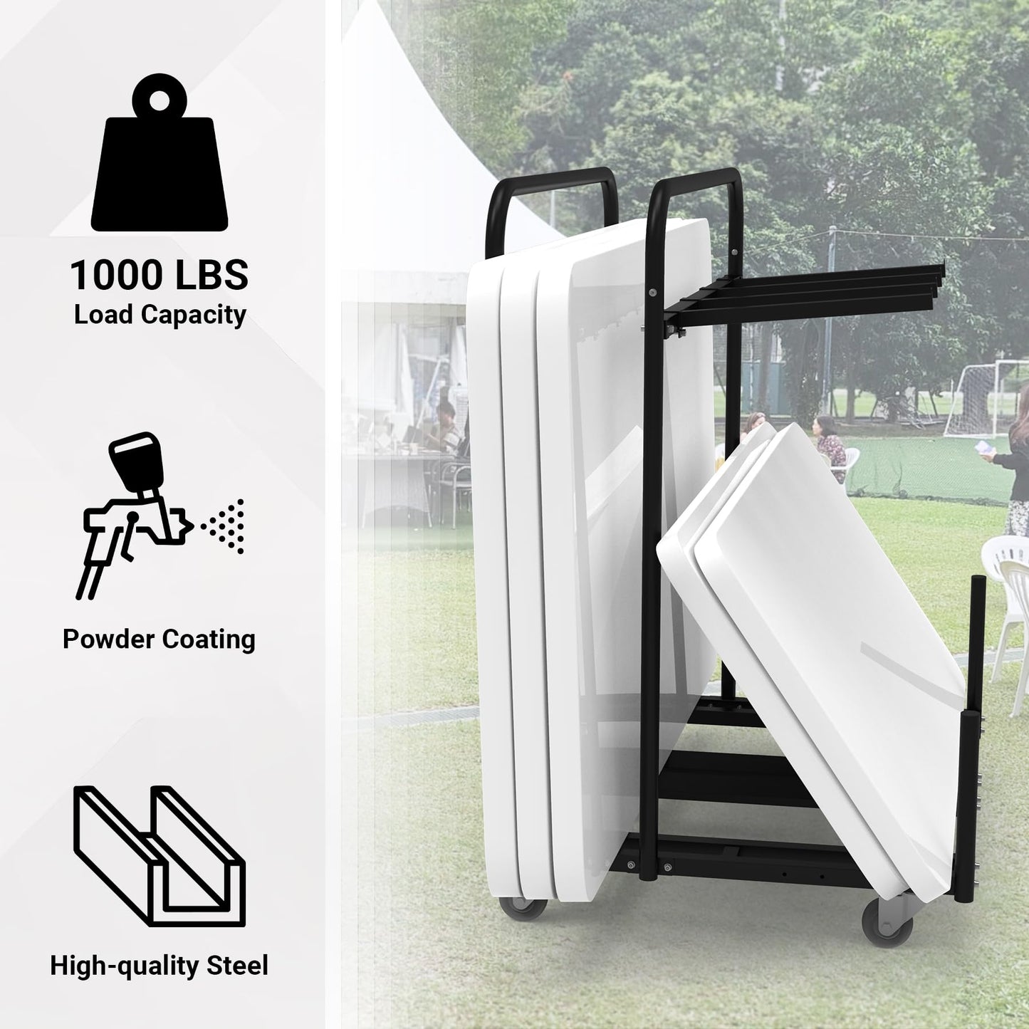 Eastrexon Updated Folding Table and Chair Rack Cart (Holds 10-16 Chairs & 4-8 Tables), Powder Coated, Perfect for Party, Hotel, Factory, Warehouse, 44.3" L x 31.4" W x 48" H