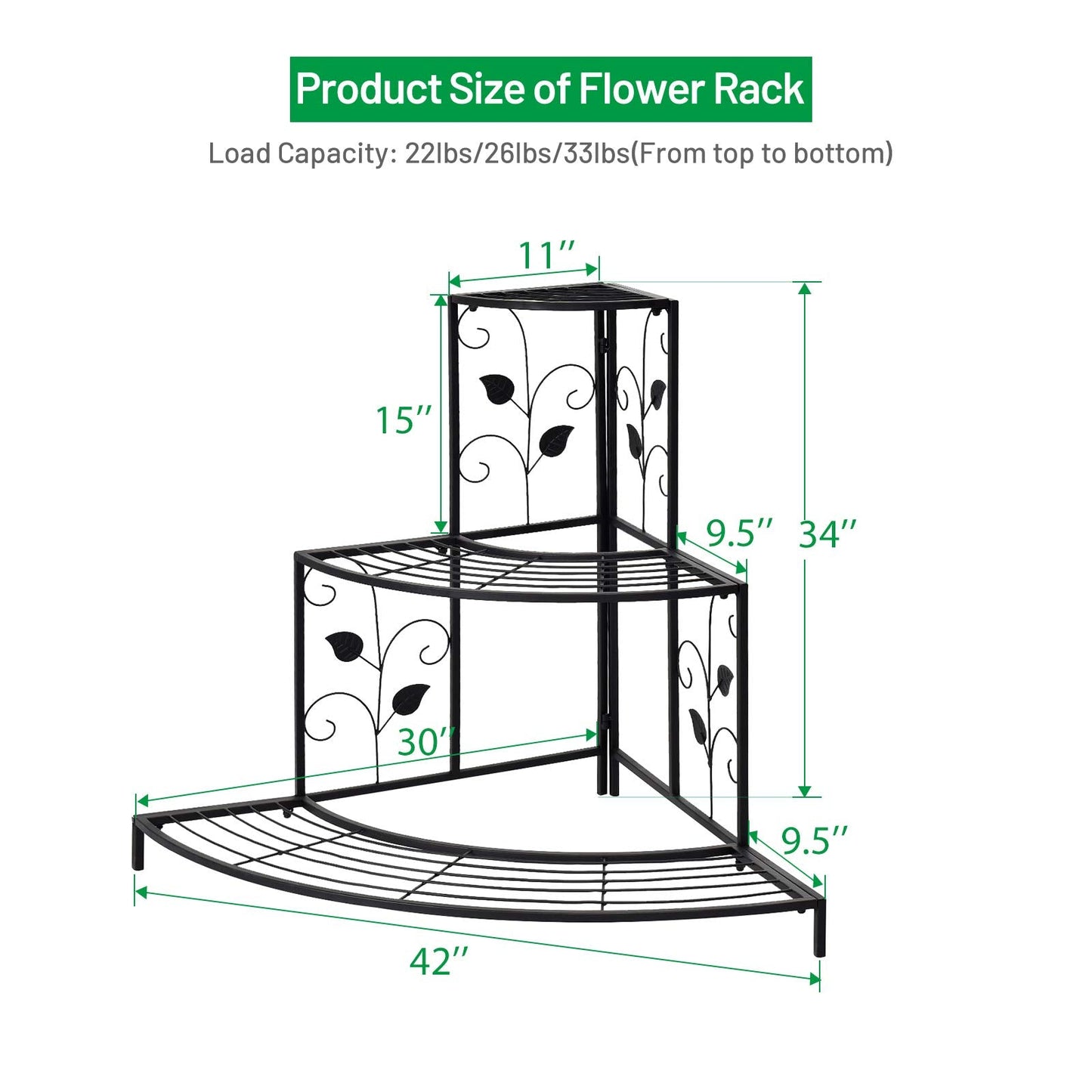 Giantex 3 Tiers Corner Shelf Metal Plant Stand, Stair-Step Style Flower Pot Display, Ladder Plant Display Rack, Quarter Round Plant Shelf for Indoor Outdoor Use