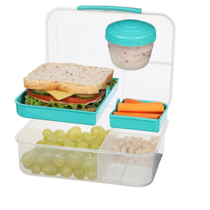 Sistema Bento Box Lunch | Bento School Lunch Box with Compartments | 1.65 L | Food Storage Container in Minty Teal | 1 Count