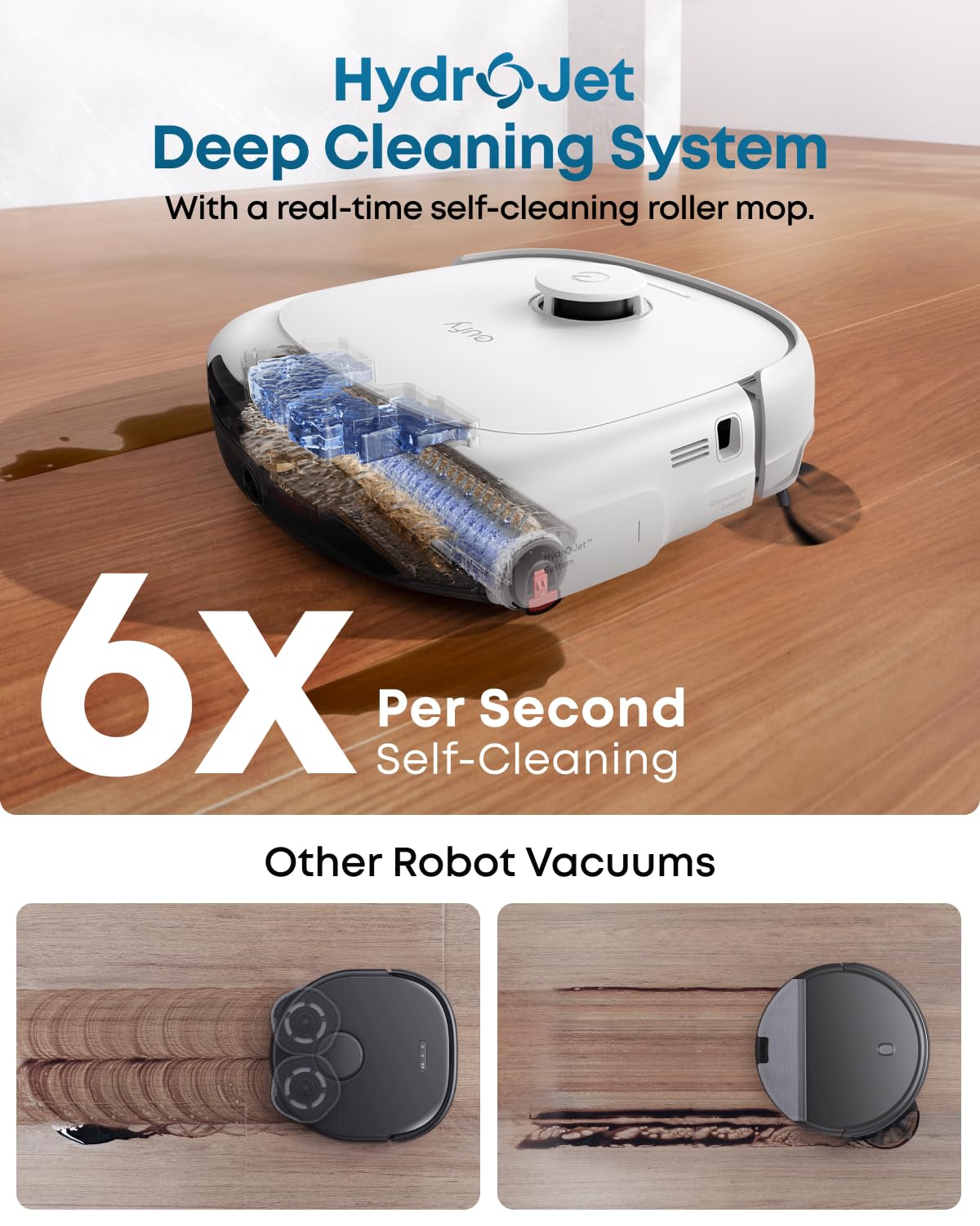 eufy Robot Vacuum E25, HydroJet System with Roller Mop, 20,000 Pa Turbo Suction, All-in-One Robot Vacuum and Mop Combo, Edge-to-Corner Cleaning, Zero-Tangle Design, AI Obstacle Avoidance (Upgraded)
