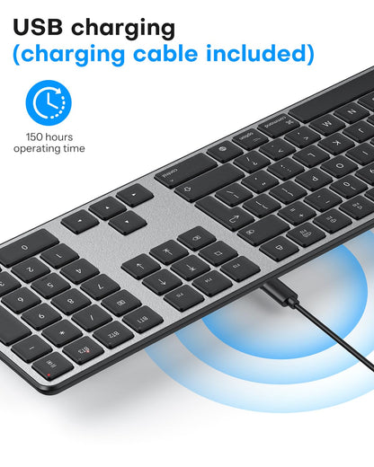 OMOTON Wireless Bluetooth Keyboard Mouse Rechargeable for Mac OS, Wireless Keyboard and mouse Set for MacBook Air/MacBook Pro/iMac, Multi-Device Ultra Slim, Quiet Typing, QWERTY UK Layout, Gray