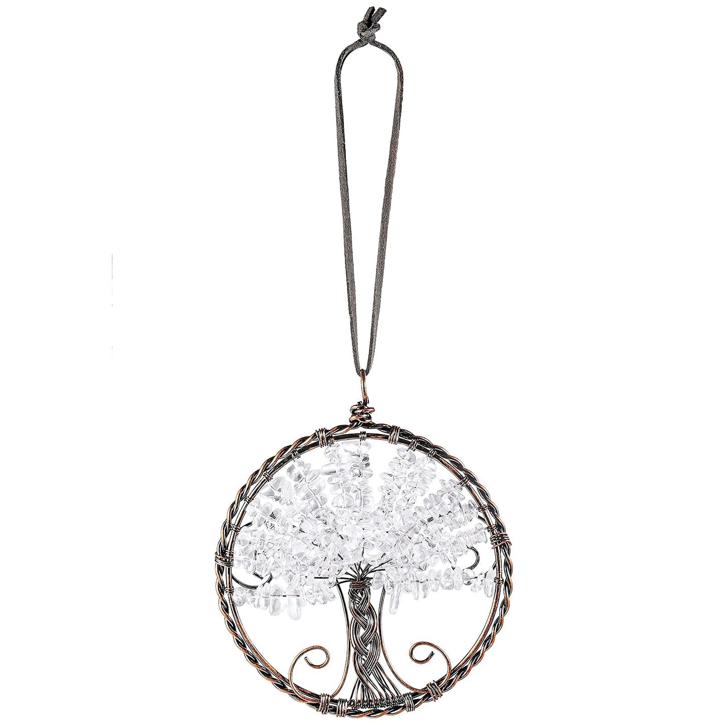 mookaitedecor Rock Crystal Tree of Life Hanging Ornament Reiki Healing Tumbled Gemstones Wall Hanger for Car Window Home Decoration