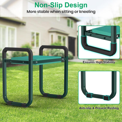 TomCare Garden Kneeler and Seat Upgraded 10.24" Wide Kneeling Pad Garden Bench with 2 Large Tool Bags Heavy Duty Foldable Garden Stool Tools Gardening Gifts for Women Men Seniors Gardeners