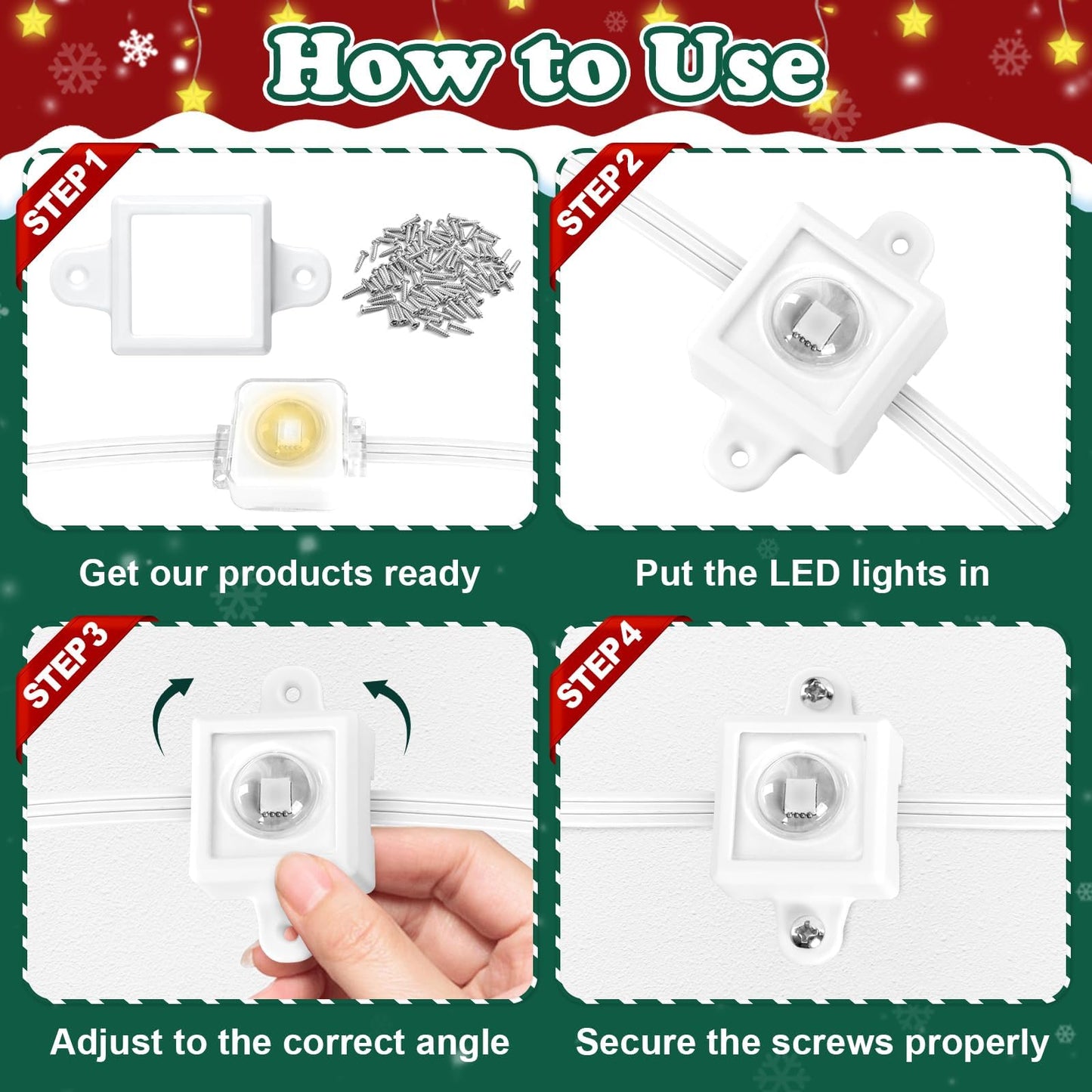 45 Sets Light Clips Compatible with Govee H705A/B/C/H805 Permanent Outdoor Lights,Outdoor Waterproof Light Mounting Bracket Clip with Screws(Not Compatible with Pro Version Outdoors Lights)