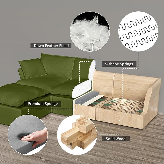 5 Seat V Shape Modular Sectional Couch Sofa