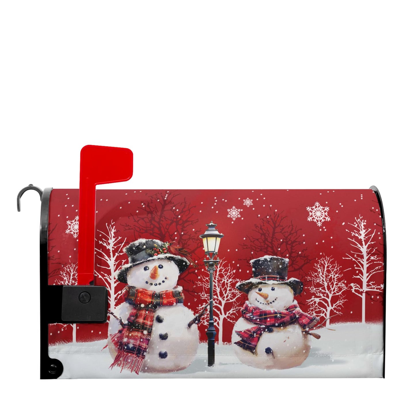 Kawani Merry Christmas Red Snowman Mailbox Covers Magnetic Red Winter Outdoor Mailbox Cover Standard Size 18 X 21 Inch Snowflakes Holiday Mailbox Wrap Post Letter Box Cover Decor for Home Garden Yard
