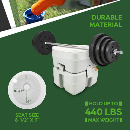 RVGUARD Portable Toilet, Camping Portable Toilet for Adults, 5.3 Gallon Waste Tank with Level Indicator, Come with Carry Bag and Wash Sprayer, for Camping, RV, Yacht and Truck Driver Use