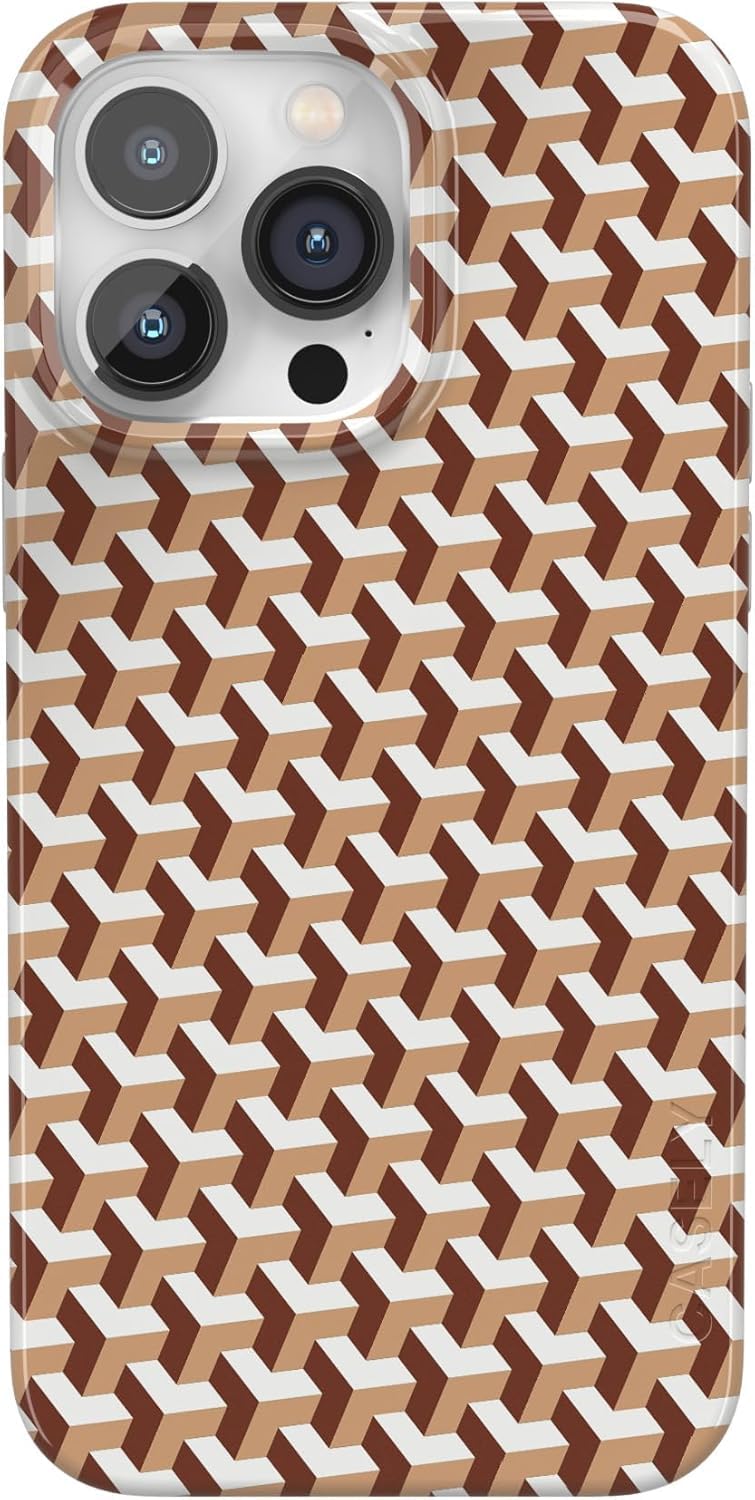 Casely iPhone 14 Pro Max Case | Fit Check | Neutral Checkerboard | Compatible with MagSafe | Classic Ultra Slim Design