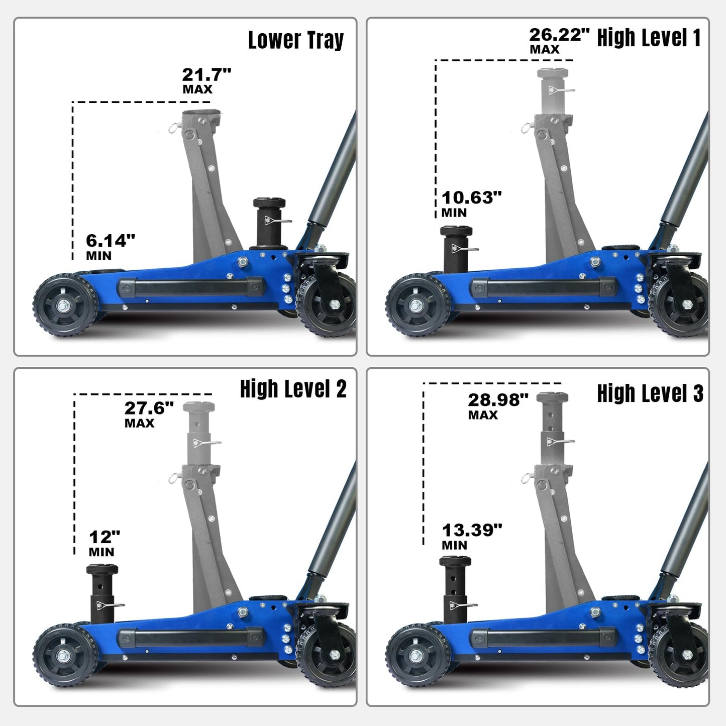 Jack Boss 3 Ton Off Road Jack with Big Wheels, Dual Pumps Hydraulic Lift, Heavy Duty Off Road for Trucks and SUV, Off-Road Vehicle Jack