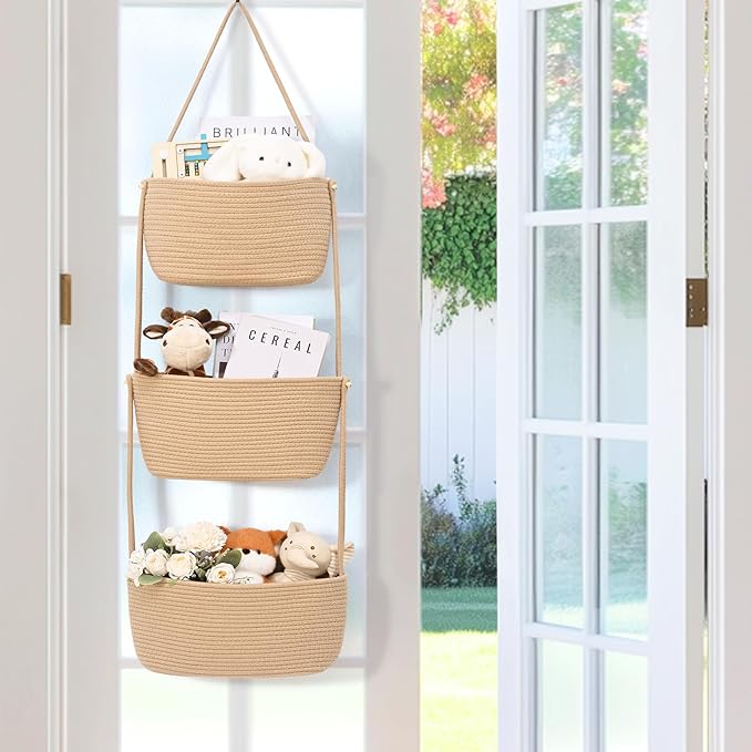 Hanging Basket, 3-Tier Wall Baskets, Over the Door Organizer