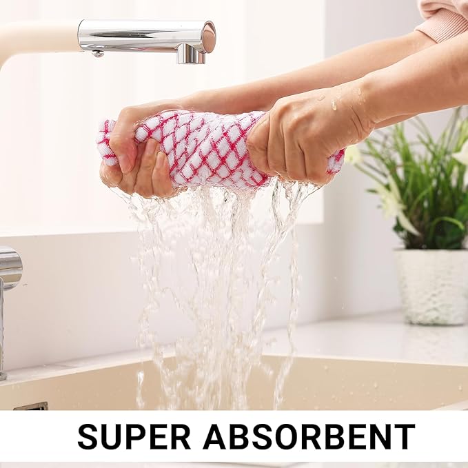 Homaxy Kitchen Towels and Dishcloths Set, 16 x 25 and 12 x 12 Inches, Super