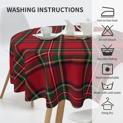 Checkered Christmas Tablecloth Round 60 Inch,Red Green Retro Plaid Table Cloth,Stain Resistance Polyester Winter Xmas Holiday Table Covers for Kitchen Dining,Small Tablecloth for Parties Picnic