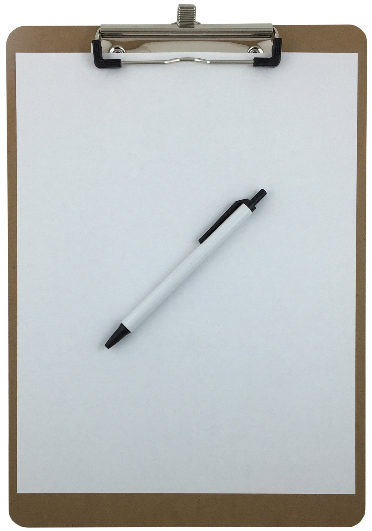 Pen Holder Clipboard, Letter Size, Low Profile Clip, Hardboard, 6-Pack (Pen Included)