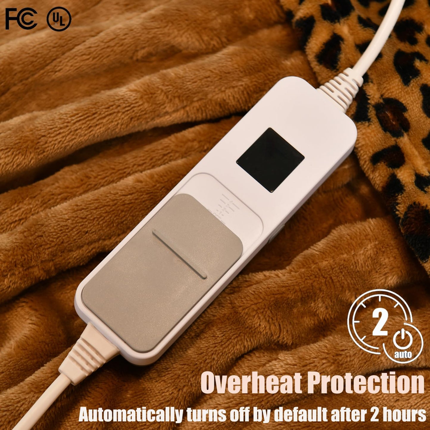MERRYLIFE Heated Blanket Cozy Soft Electric Blanket with 4 Heating Levels&8 Hours Auto Off Overheat Protection Machine Washable UL&FCC Certification Use for Home Couch (Cheetah,50" 60")