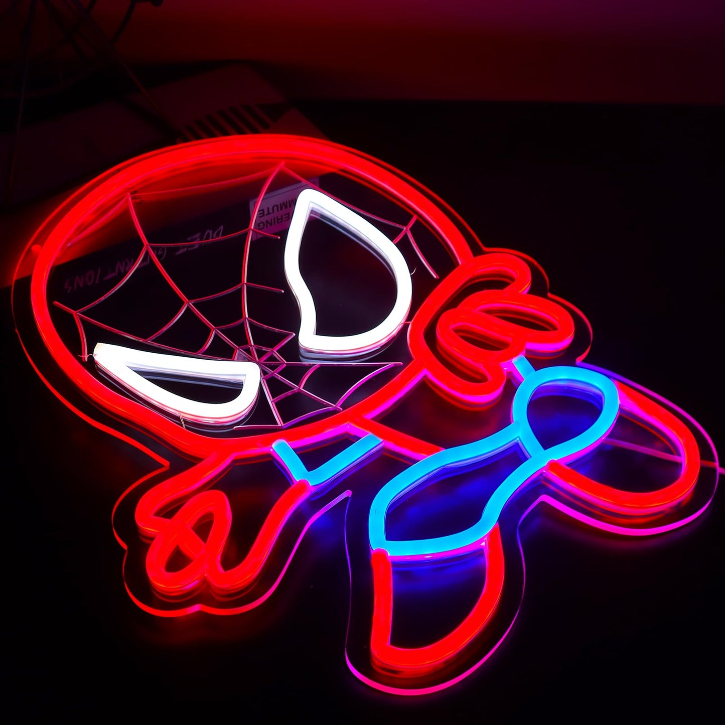 TOPQUALI LED Spider Neon Sign for Wall Decor, Dimmable Anime Light Up Display, Kids Bedroom Game Room Decoration, 12.2x15.7 Inch